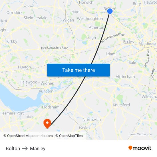 Bolton to Manley map