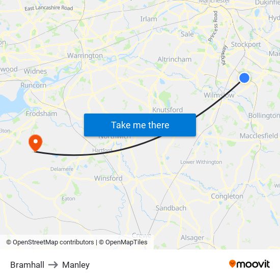 Bramhall to Manley map