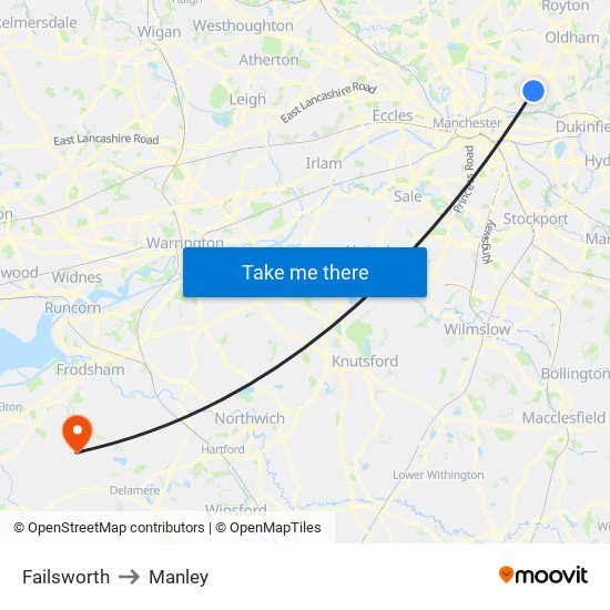 Failsworth to Manley map