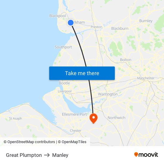 Great Plumpton to Manley map