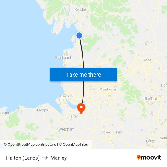 Halton (Lancs) to Manley map