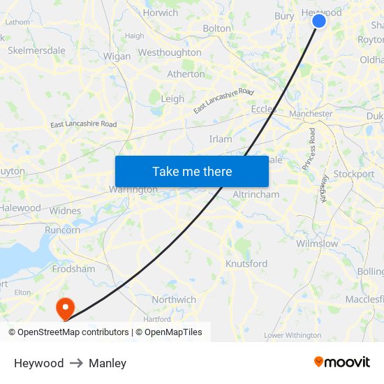 Heywood to Manley map