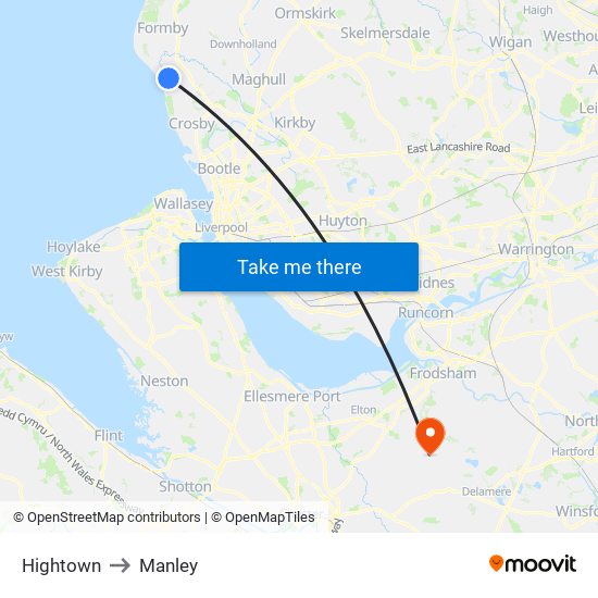 Hightown to Manley map