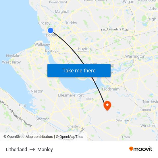 Litherland to Manley map