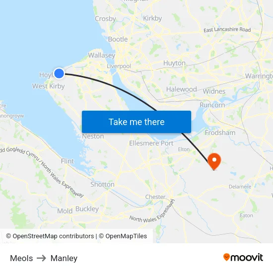 Meols to Manley map
