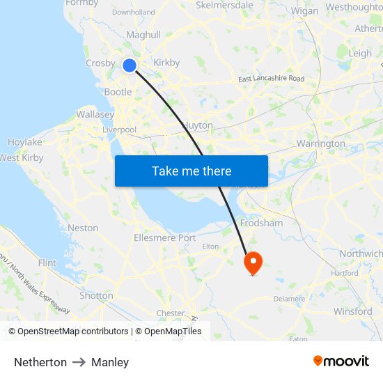 Netherton to Manley map