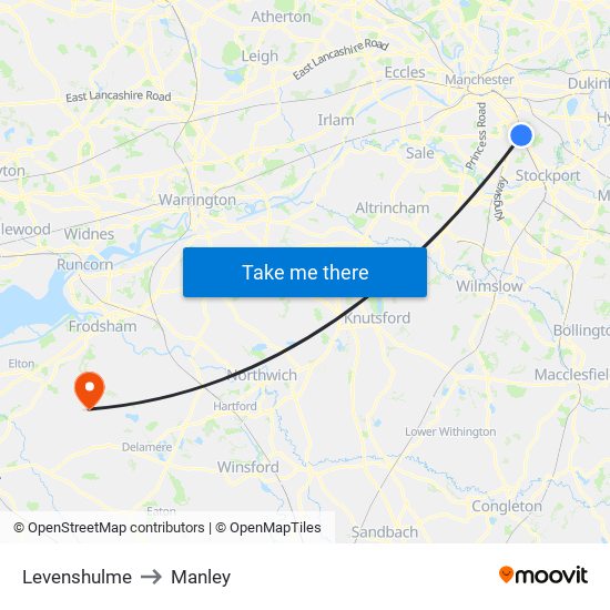 Levenshulme to Manley map