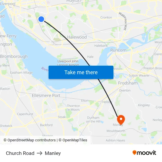 Church Road to Manley map