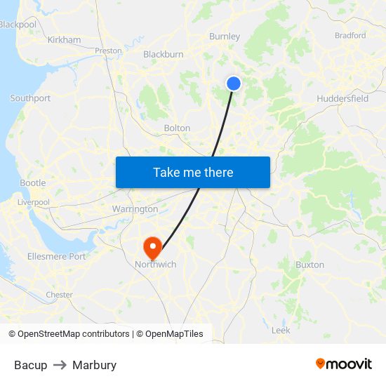 Bacup to Marbury map