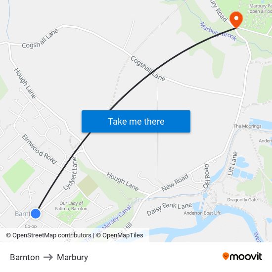 Barnton to Marbury map