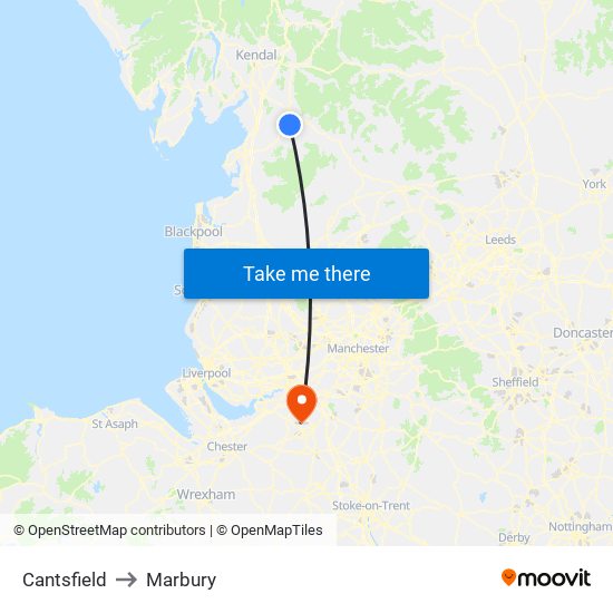 Cantsfield to Marbury map