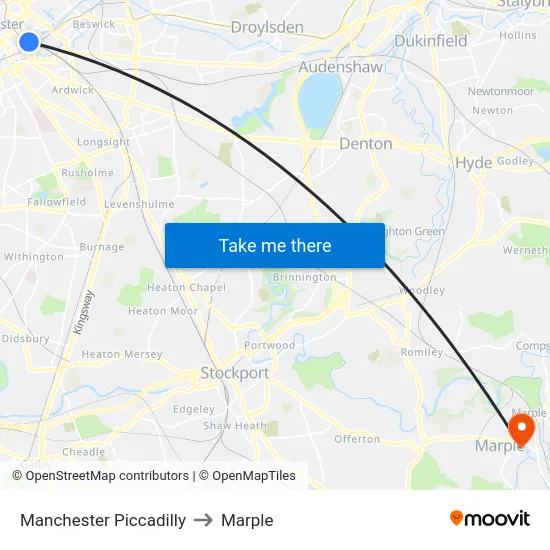 Manchester Piccadilly to Marple map