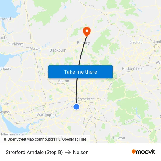 Stretford Mall to Nelson map