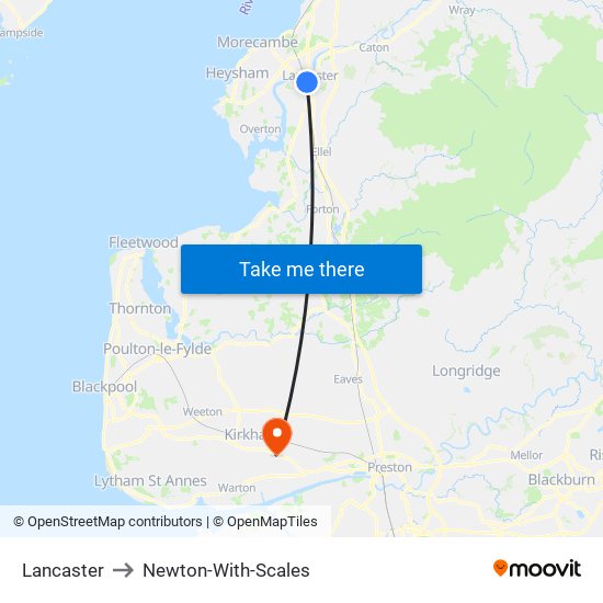 Lancaster to Newton-With-Scales map