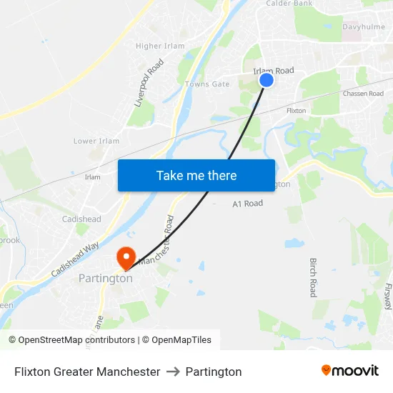 Flixton Greater Manchester to Partington map