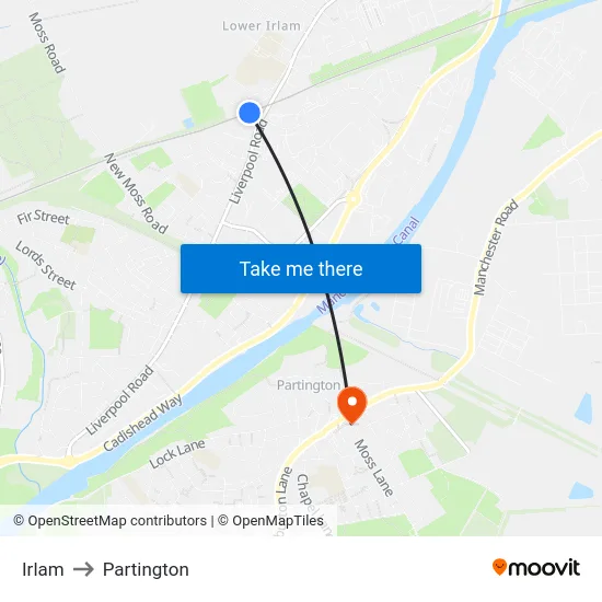 Irlam to Partington map