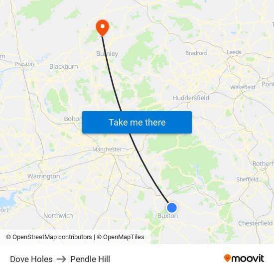 Dove Holes to Pendle Hill map