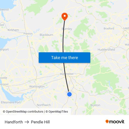 Handforth to Pendle Hill map