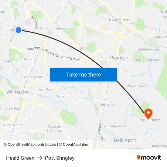 Heald Green to Pott Shrigley map