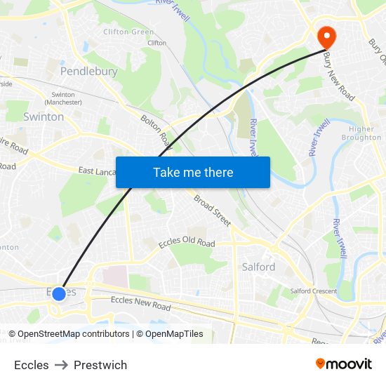 Eccles to Prestwich map