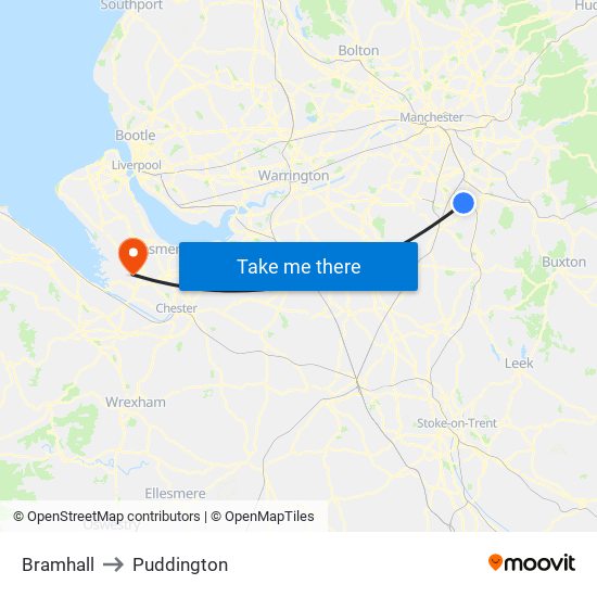 Bramhall to Puddington map