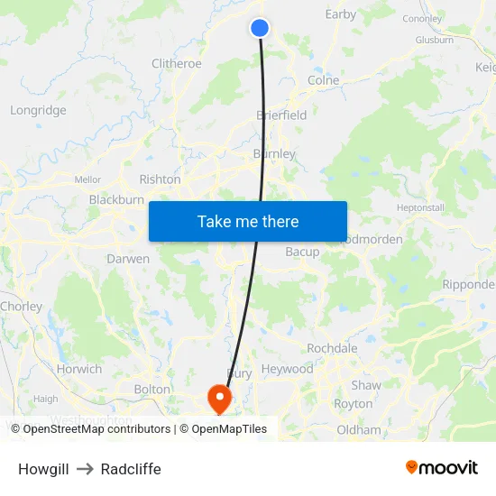 Howgill to Radcliffe map