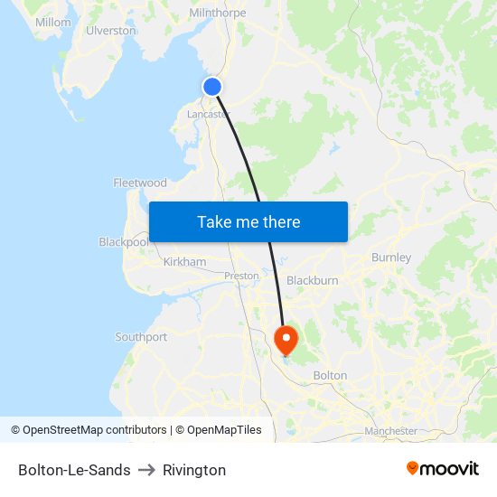Bolton-Le-Sands to Rivington map