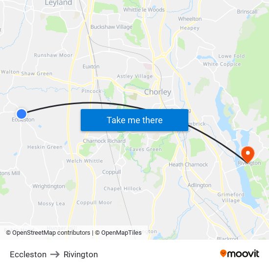 Eccleston to Rivington map