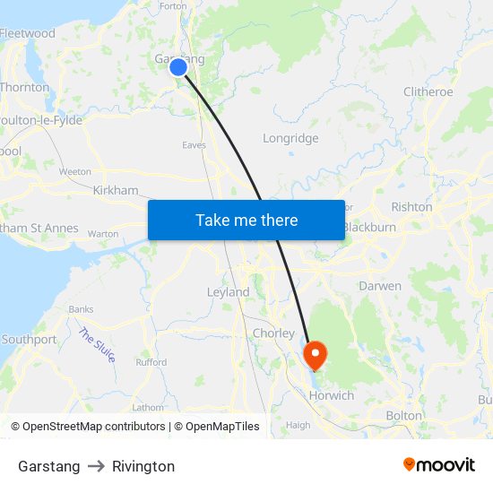 Garstang to Rivington map