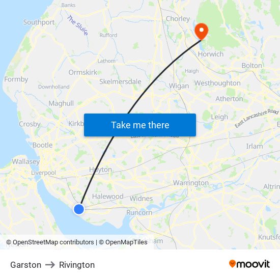 Garston to Rivington map