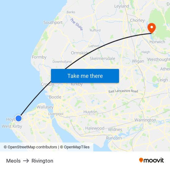 Meols to Rivington map