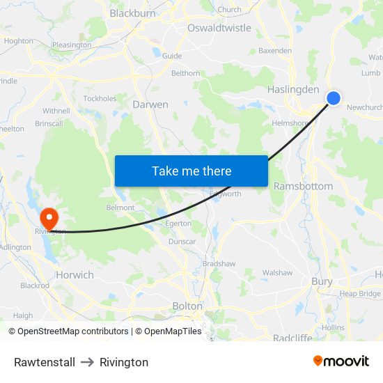 Rawtenstall to Rivington map
