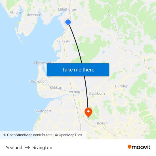 Yealand to Rivington map