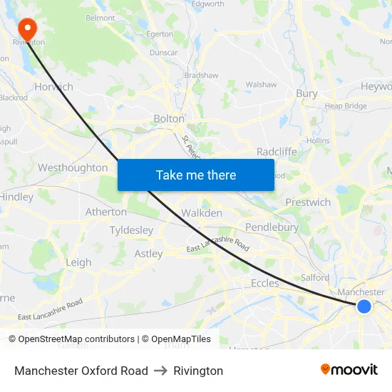 Manchester Oxford Road to Rivington map