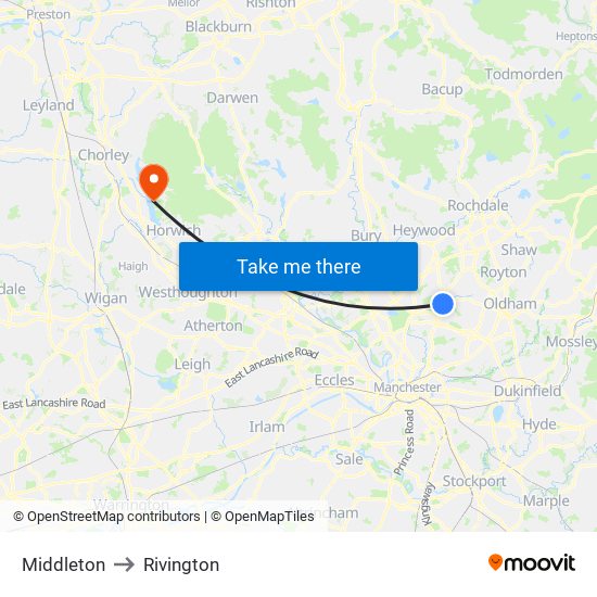 Middleton to Rivington map