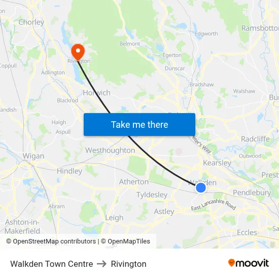 Walkden Town Centre to Rivington map