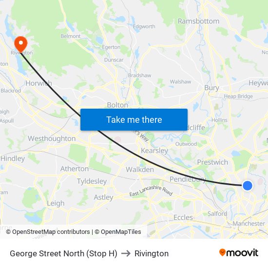 George Street North (Stop H) to Rivington map