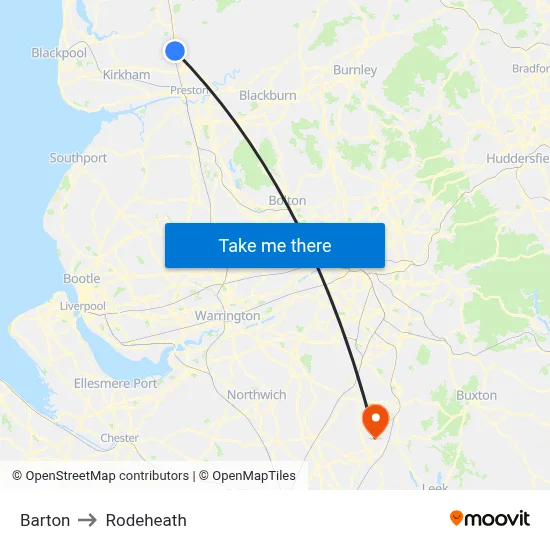 Barton to Rodeheath map