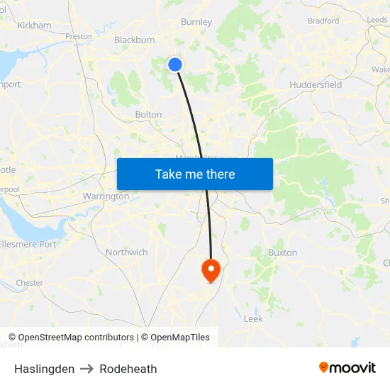 Haslingden to Rodeheath map