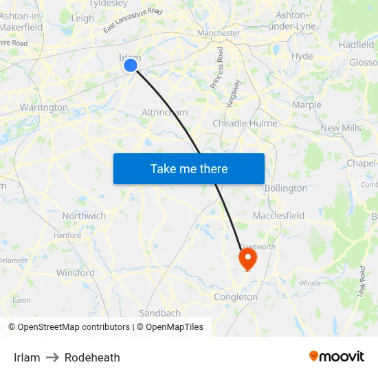 Irlam to Rodeheath map