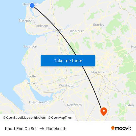 Knott End On Sea to Rodeheath map