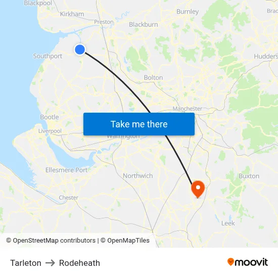 Tarleton to Rodeheath map