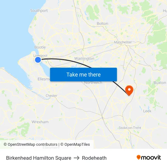 Birkenhead Hamilton Square to Rodeheath map