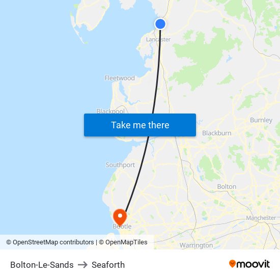 Bolton-Le-Sands to Seaforth map