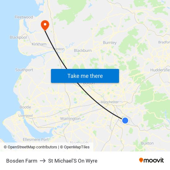 Bosden Farm to St Michael'S On Wyre map