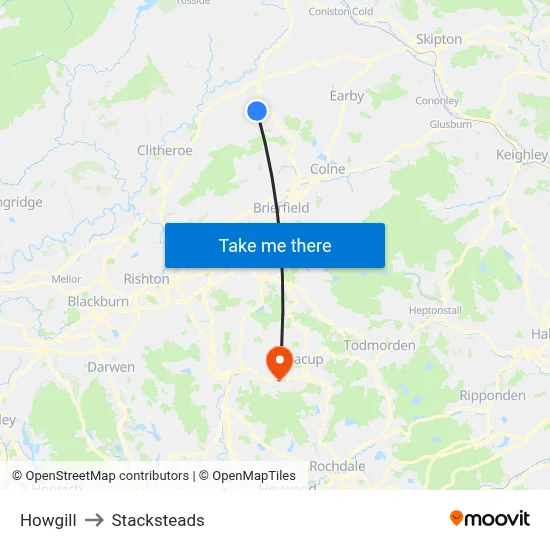 Howgill to Stacksteads map