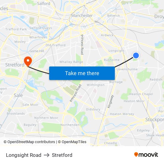 Longsight Road to Stretford map