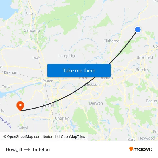 Howgill to Tarleton map