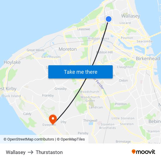 Wallasey to Thurstaston map