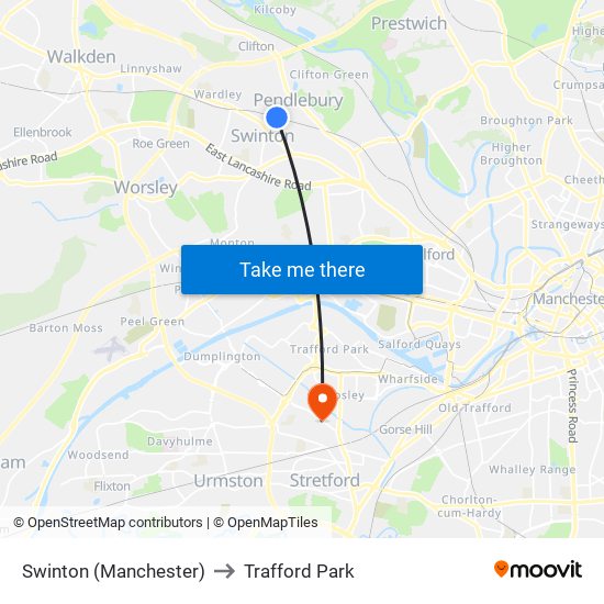 Map Of Swinton Manchester Swinton (Manchester), Swinton To Trafford Park, North West With Public  Transportation